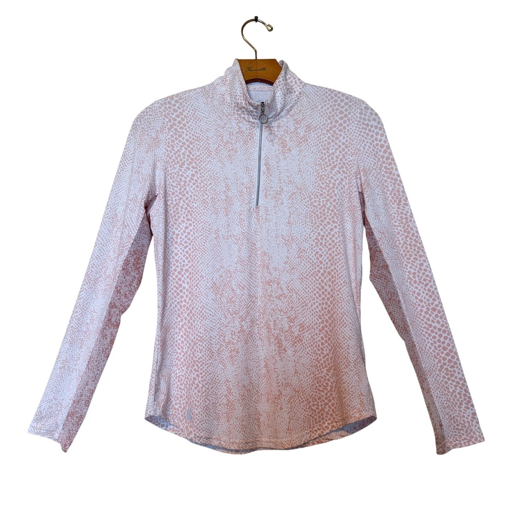 GGBlue Luxe Sport Womens XS Pink Snakeskin Quarter Zip Long Sleeve Golf Top